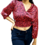 Shopicorn-Animal Print Satin Maroon Top